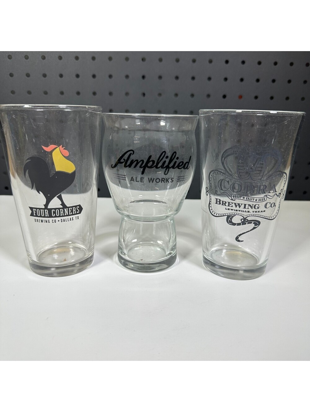 Four Corners Amplified Ale Works Cobra Brewing Craft Beer Pint Glass Lot of 3